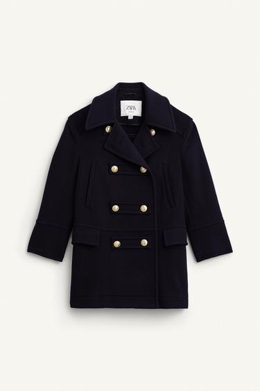Zara LIMITED EDITION WOOL BLEND DOUBLE BREASTED COAT - Navy blue