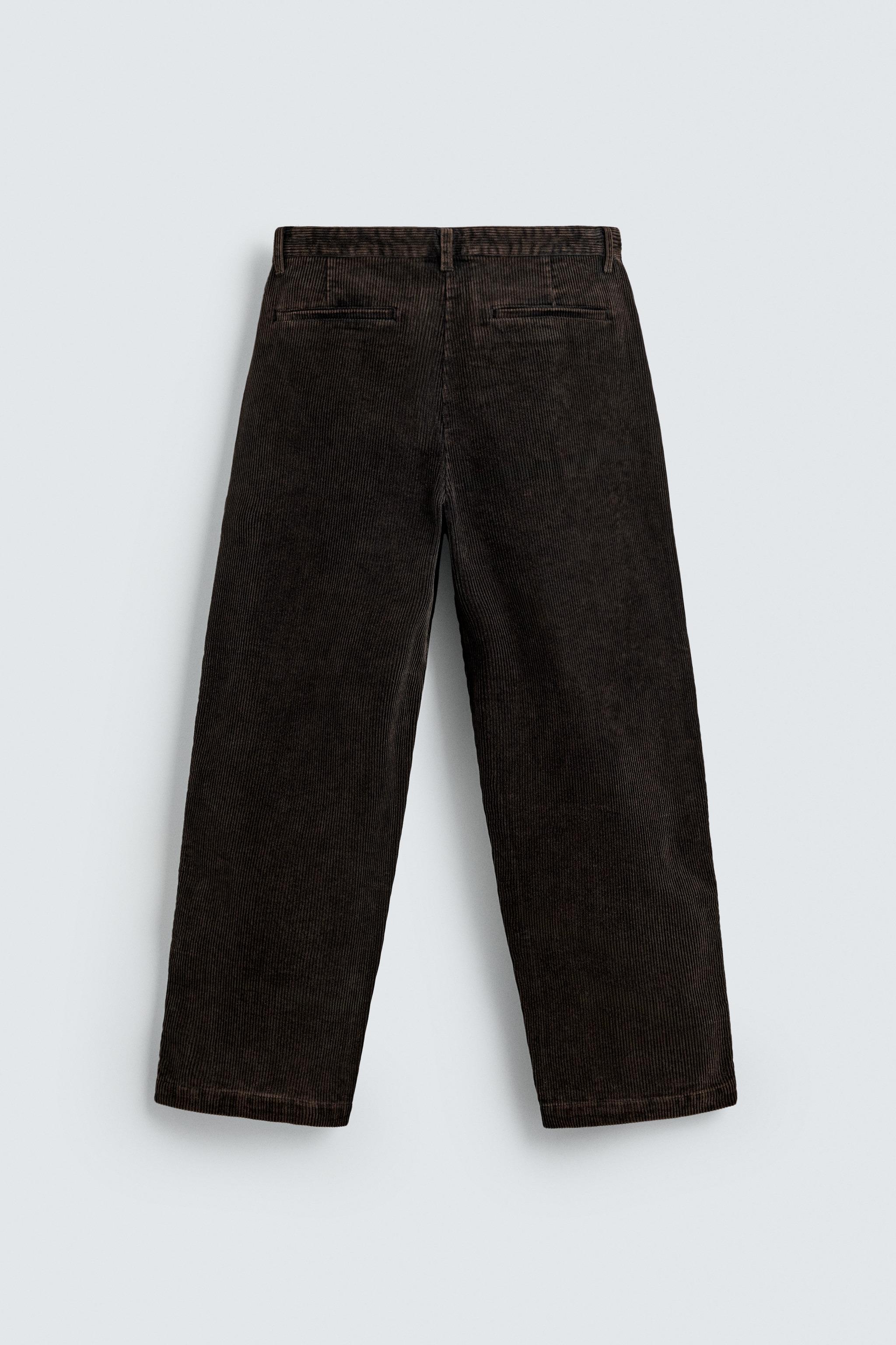ウォッシュドコーデュロイリラックスフィットパンツ - ブラウン | ZARA 