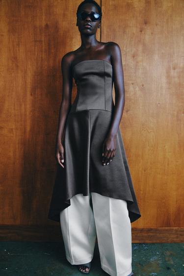 ZW COLLECTION ASYMMETRIC SATIN DRESS - Dark grey by Zara
