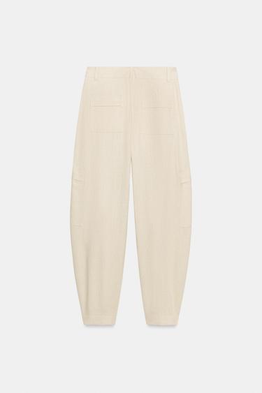 PANTALON CARGO BARREL - Beige clair de Zara - Image 1