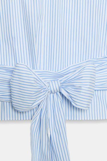 TOP À RAYURES AVEC ÉPAULETTES ET NŒUD EN FIL MÉTALLISÉ - 975 de Zara - Image 8