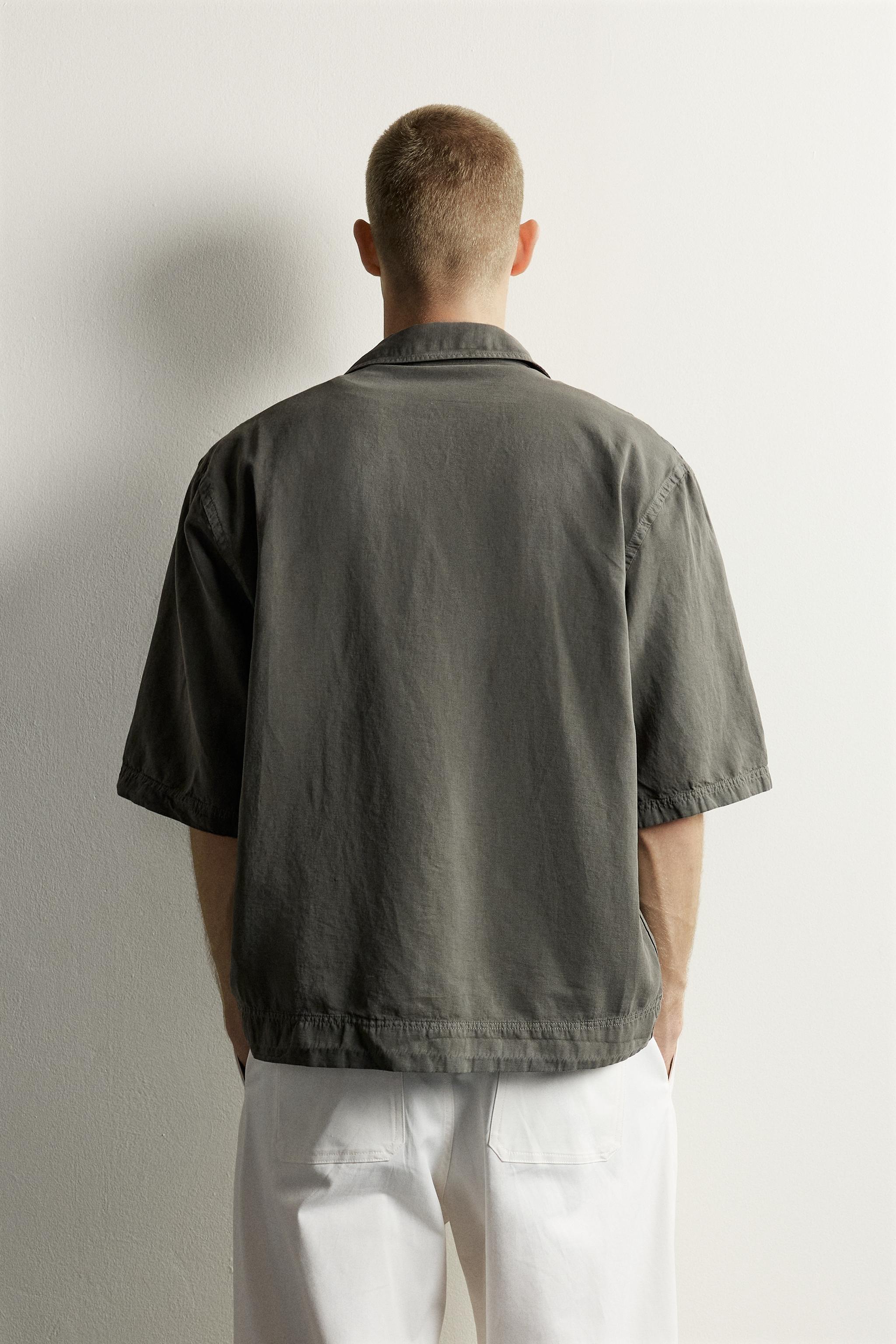WASHED COTTON-LINEN SHIRT