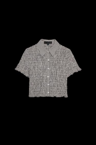 CROPPED GINGHAM SHIRT - Dark brown by Zara - Image 0