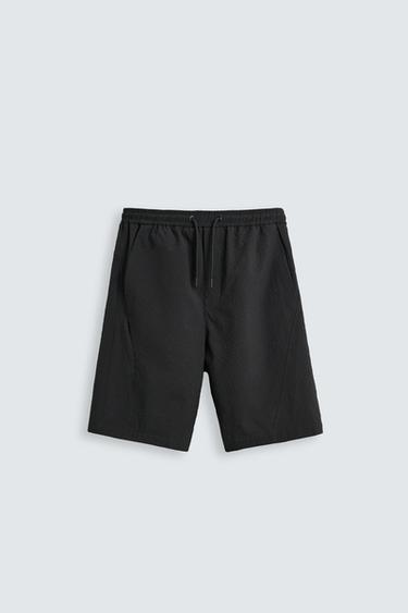BERMUDA RELAXED FIT SEERSUCKER - Negro de Zara