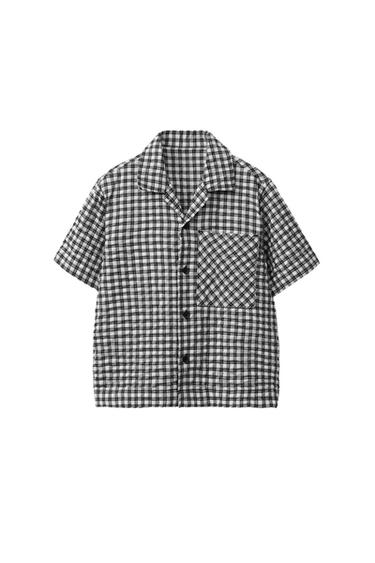 CAMISA CUADROS EFECTO ARRUGADA - Negro de Zara - Imagen 0