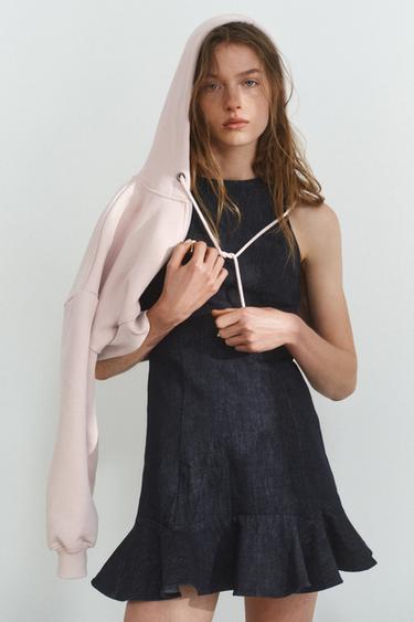 ROBE EN DENIM TRF À VOLANT - Indigo foncé de Zara - Image 2