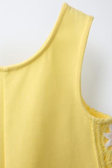 SHORT CROCHET FLORAL PLAYSUIT - Yellow by Zara - Image 2
