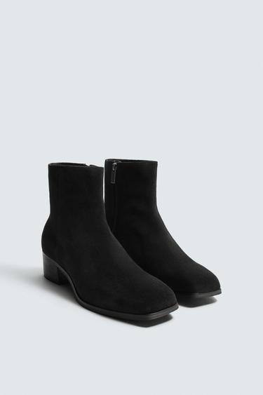 LEATHER HEELED BOOTS - Black by Zara