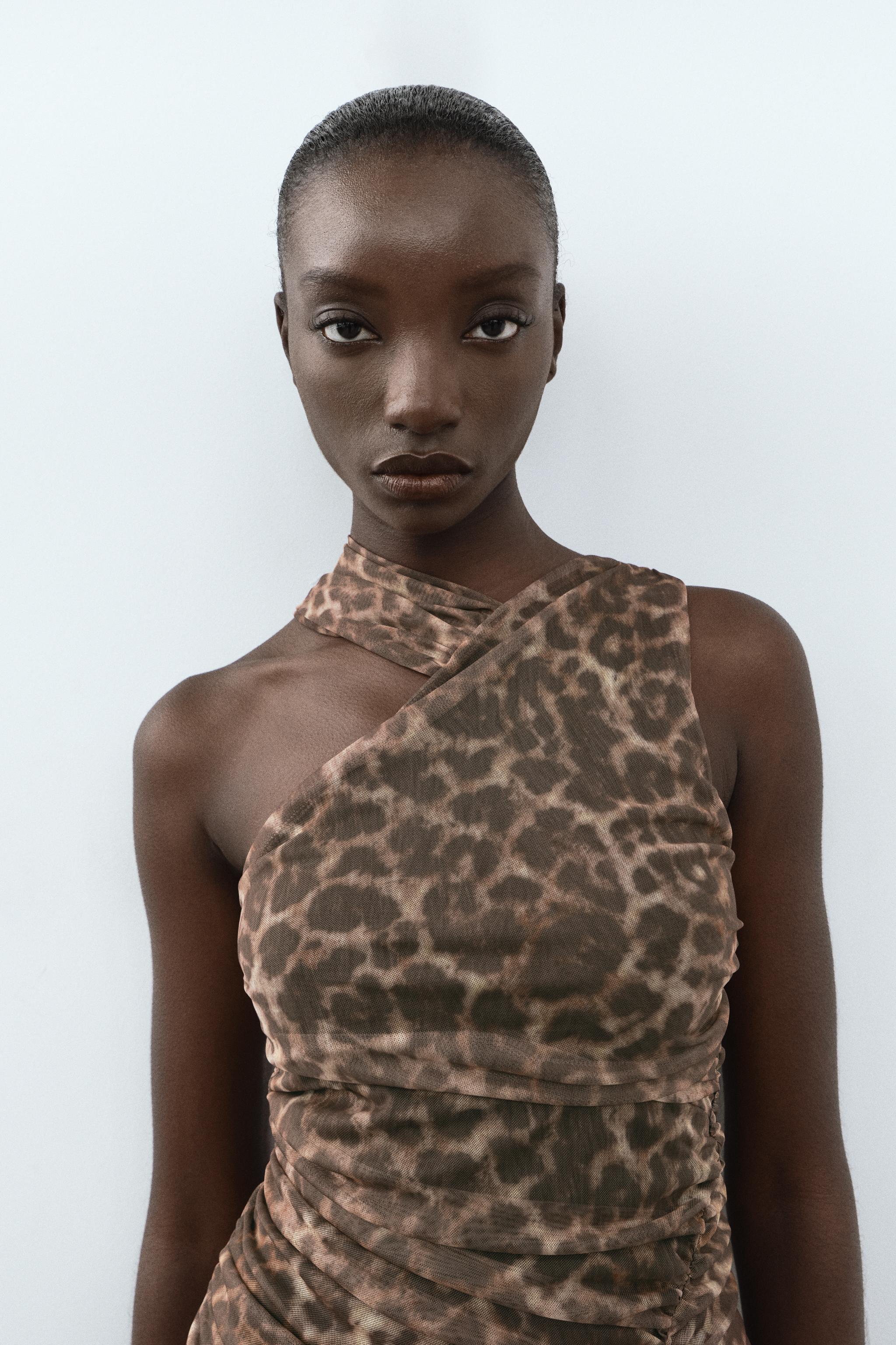 Animal print dress zara sale hotsell