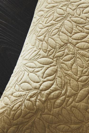 FUNDA DE COJÍN EDREDÓN MICROFIBRA HOJAS - Beige de Zara