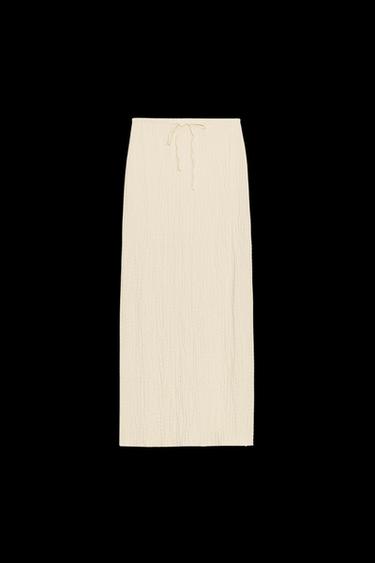 Zara TEXTURED MIDI SKIRT - Light yellow - Image 0