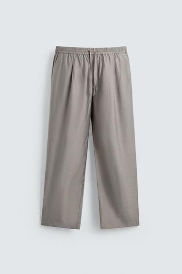 FLOWING TROUSERS WITH PLEATS - Light mink by Zara