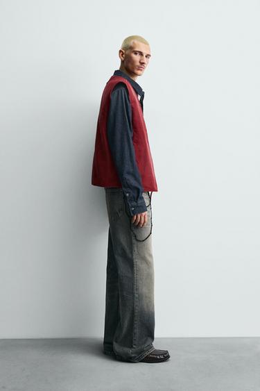 GILET MATELASSÉ DÉLAVÉ - Rouge de Zara - Image 3