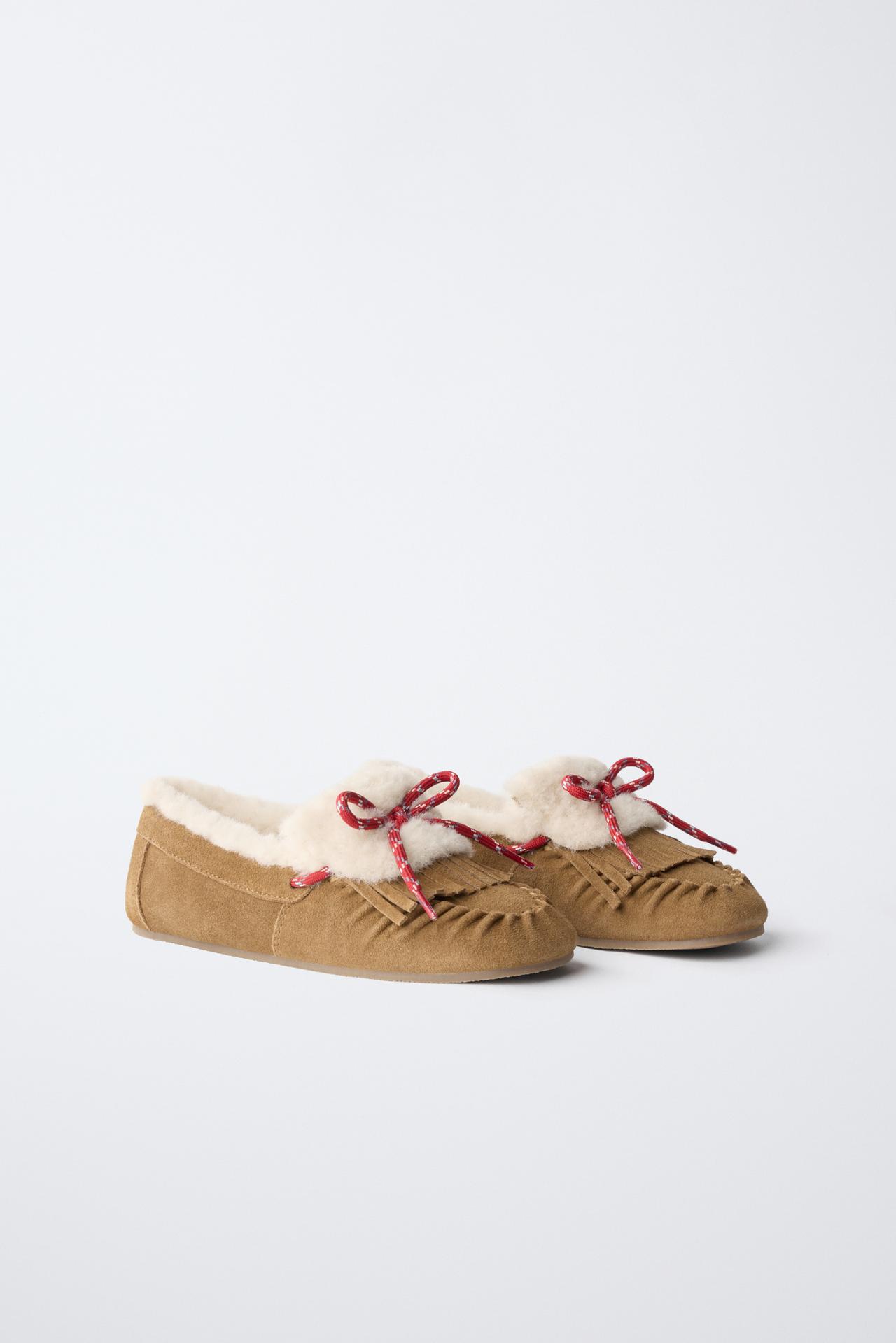 LEATHER LACE-UP LOAFERS — Brown