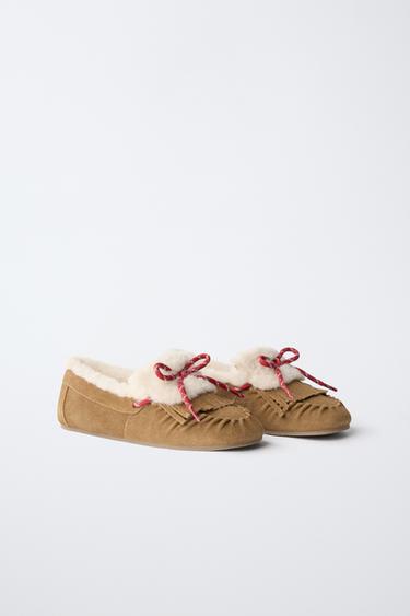 LEATHER LACE-UP LOAFERS — Brown 2