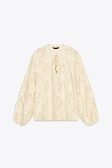 TEXTURED BLOUSE - Ecru by Zara