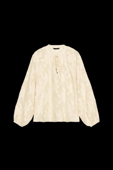 BLUSE MIT STRUKTUR - Cremefarben von Zara - Bild 0