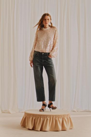 ΤΖΙΝ ZW COLLECTION ANKLE ΧΑΜΗΛΟΜΕΣΟ - Μπλε του Zara
