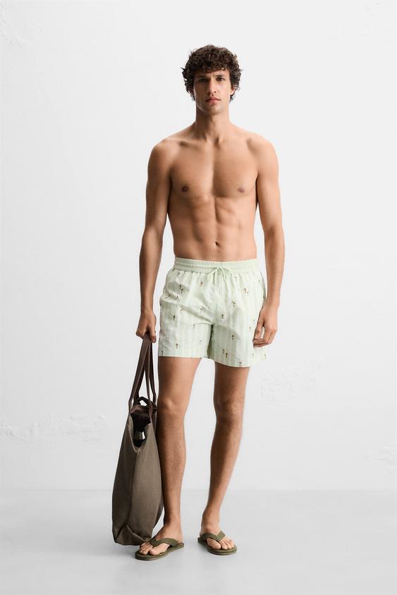 EMBROIDERED MID-LENGTH SWIMSUIT