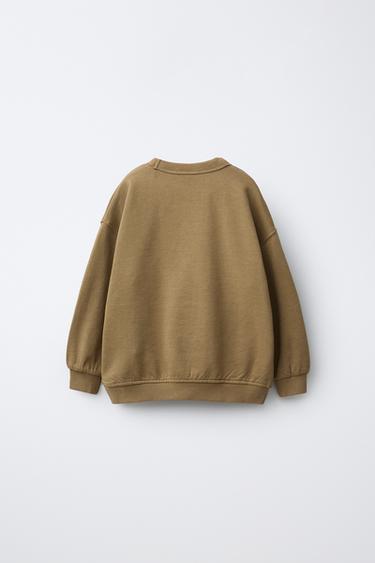SLOGAN PRINT SWEATSHIRT - Khaki by Zara - Image 1