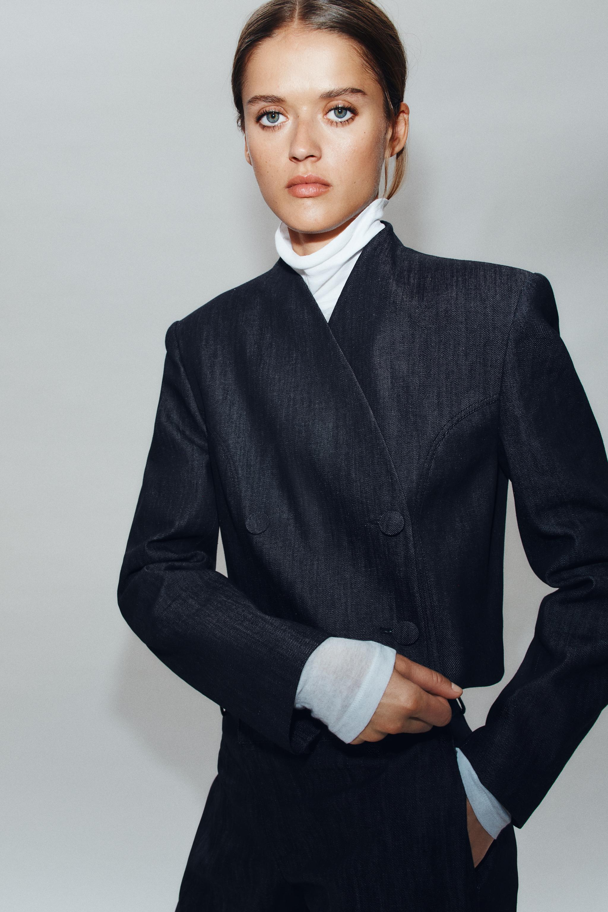 Z1975 Short Double-Breasted Denim Blazer by Zara