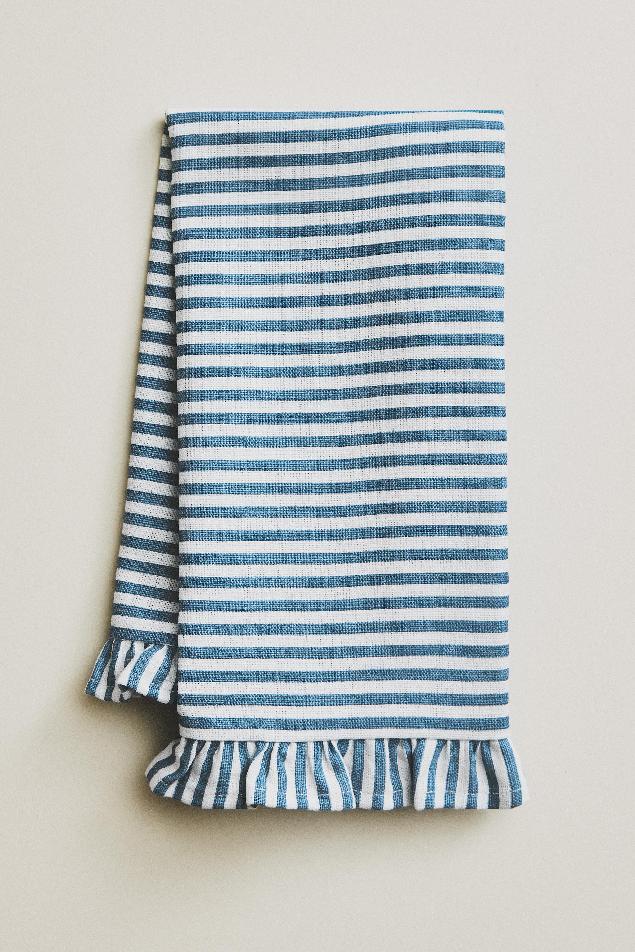 COTTON NAPKINS WITH RUFFLES (PACK OF 2) — Blue