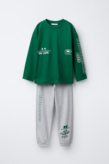 6-14 TUỔI/ BỘ PIJAMA HỌA TIẾT NGỌN NÚI - Xanh lục từ Zara - Hình ảnh 0