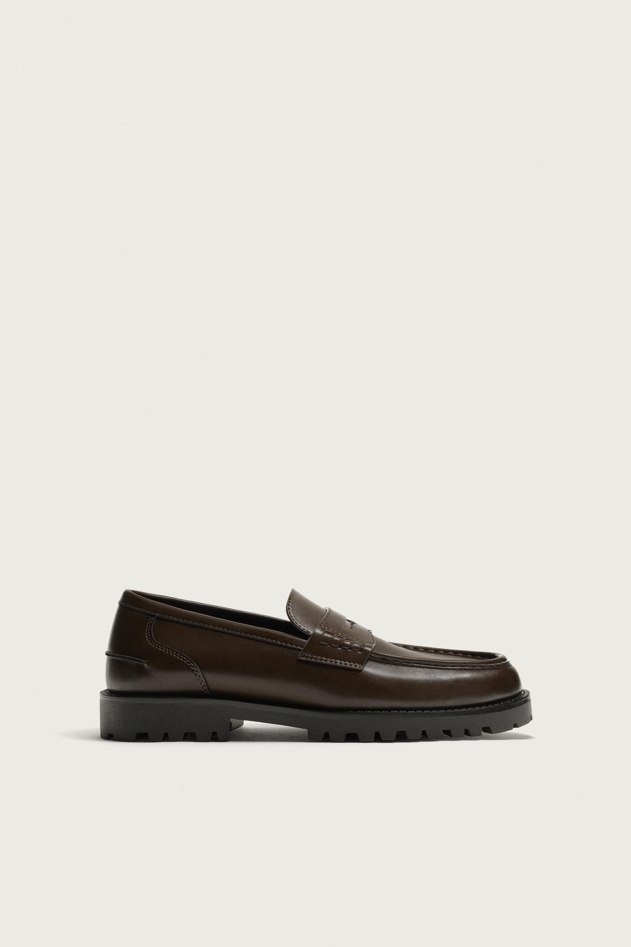 LUG SOLE STRAP LOAFERS — Brown