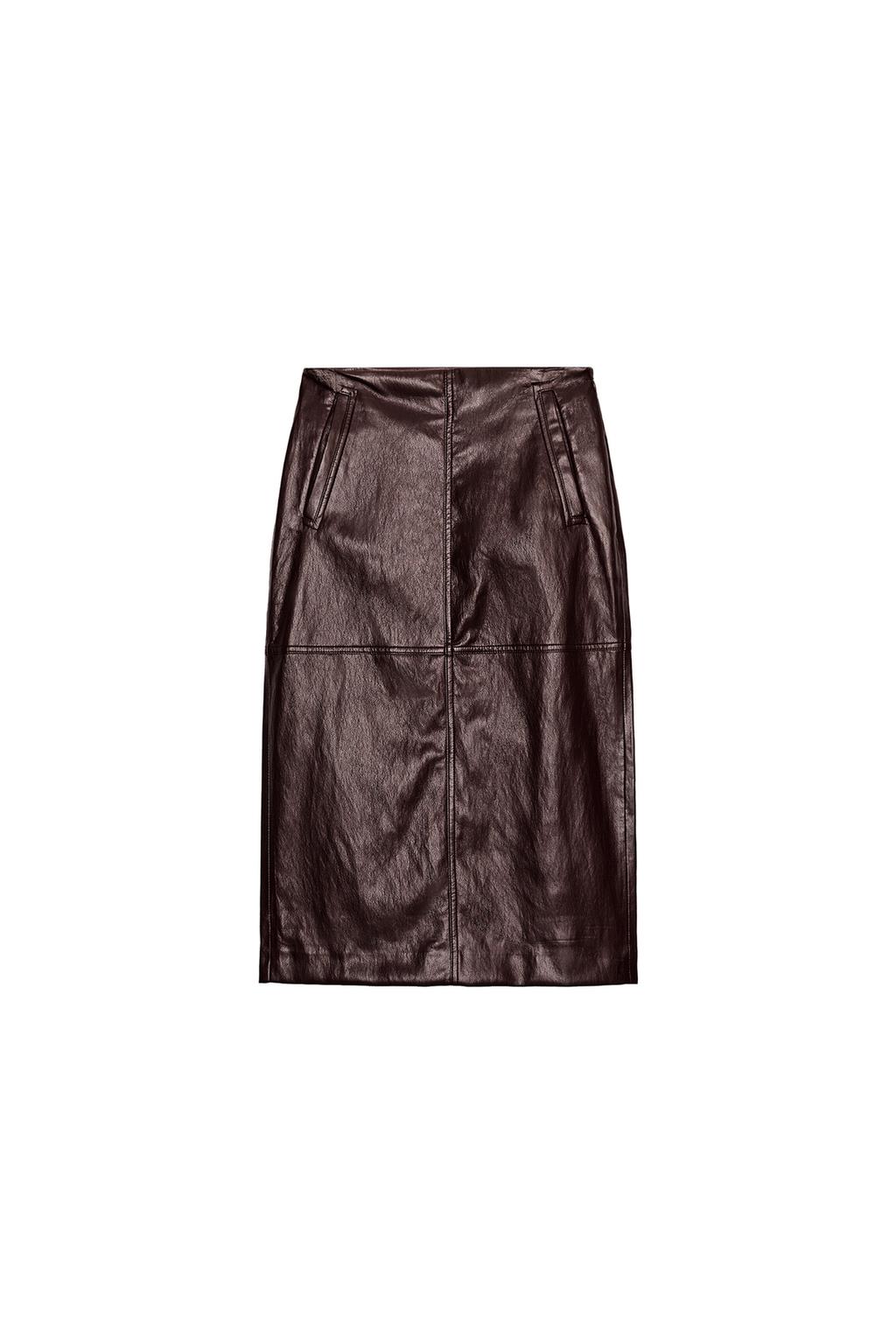 MIDI LEATHER EFFECT SKIRT