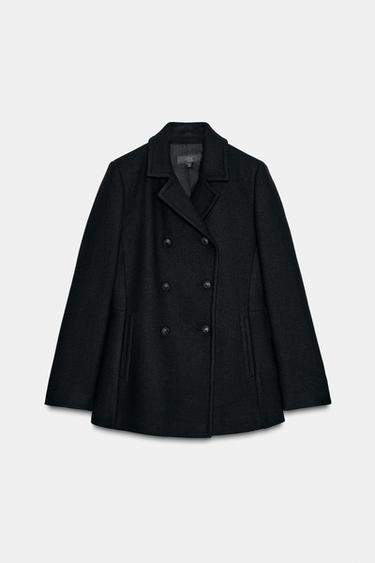 WOOL DOUBLE-BREASTED COAT - Black by Zara