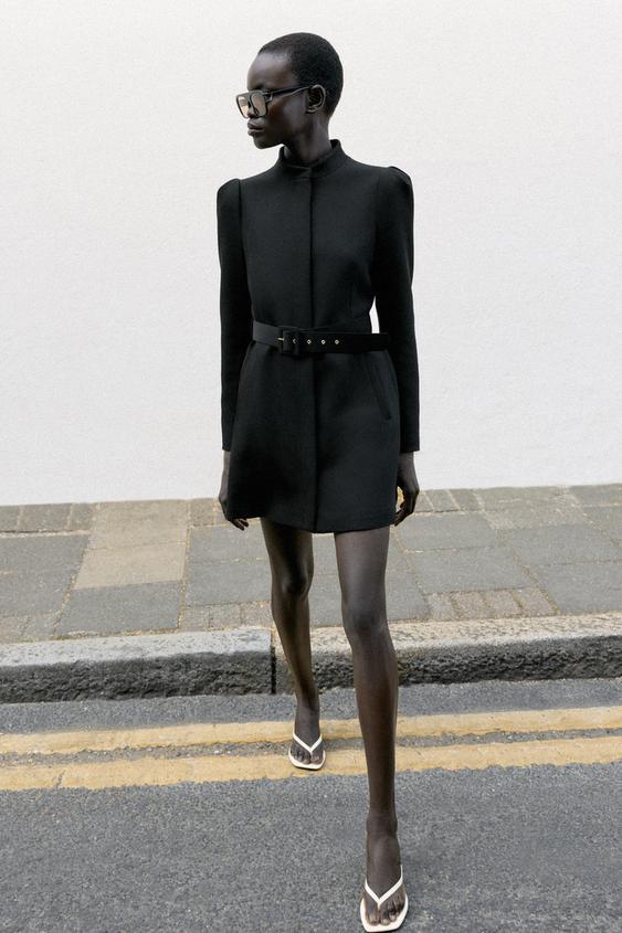 LONGUE VESTE CEINTURÉE - Noir de Zara - Image 3