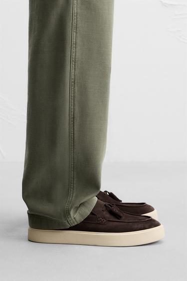 Zara CASUAL TASSEL LEATHER LOAFERS - Brown - Image 0