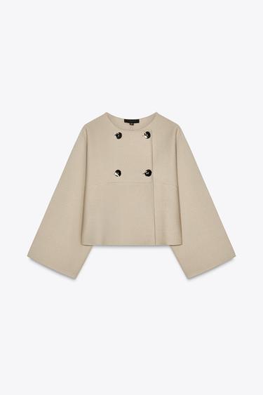 Zara KNIT WRAP TOP - Sand