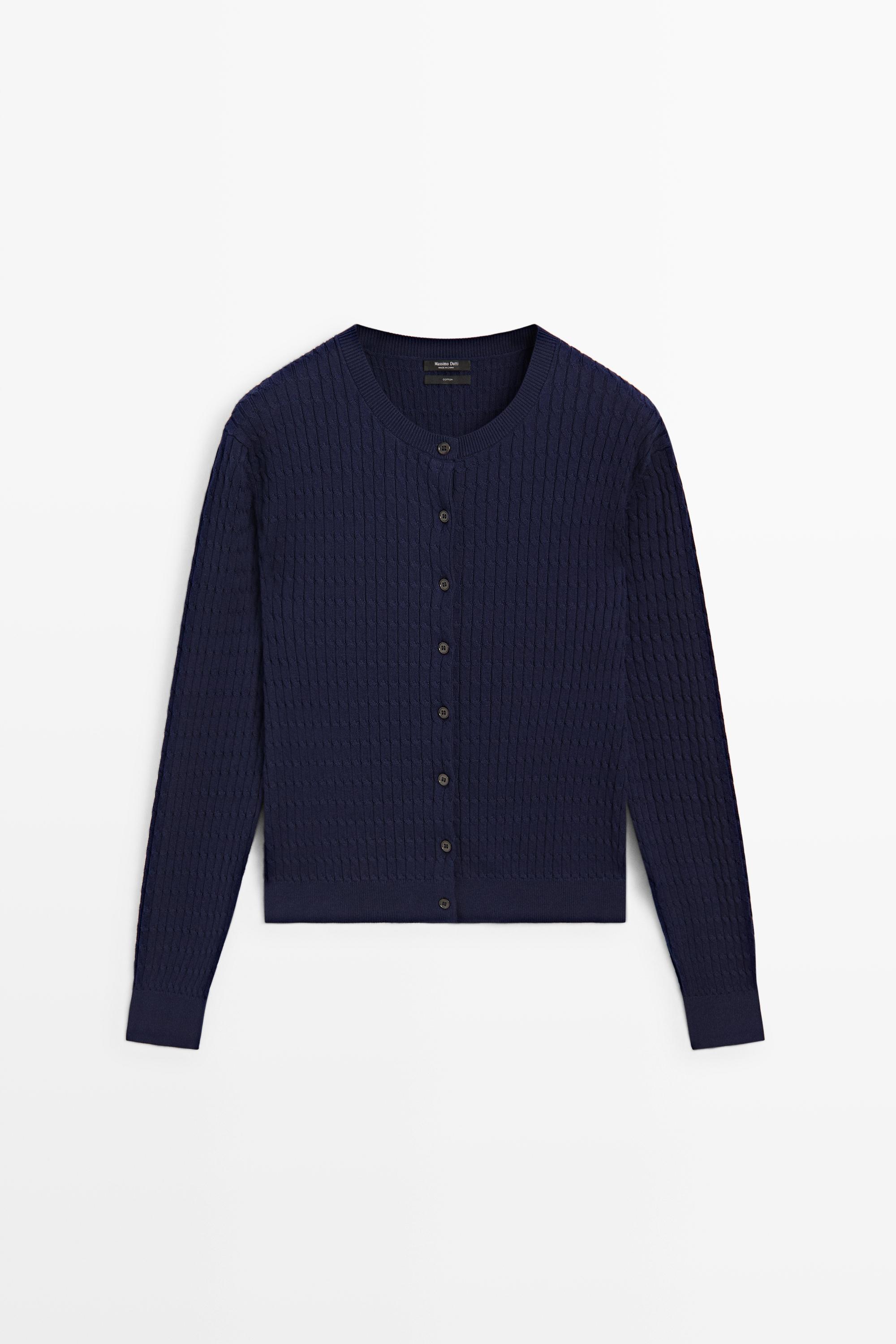 100% cotton braided knit cardigan
