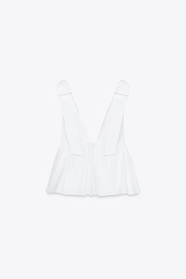 POPLIN TOP WITH BOWS - White by Zara
