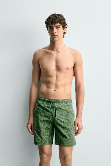 LONG FLORAL SWIMMING TRUNKS - Green by Zara - Image 4