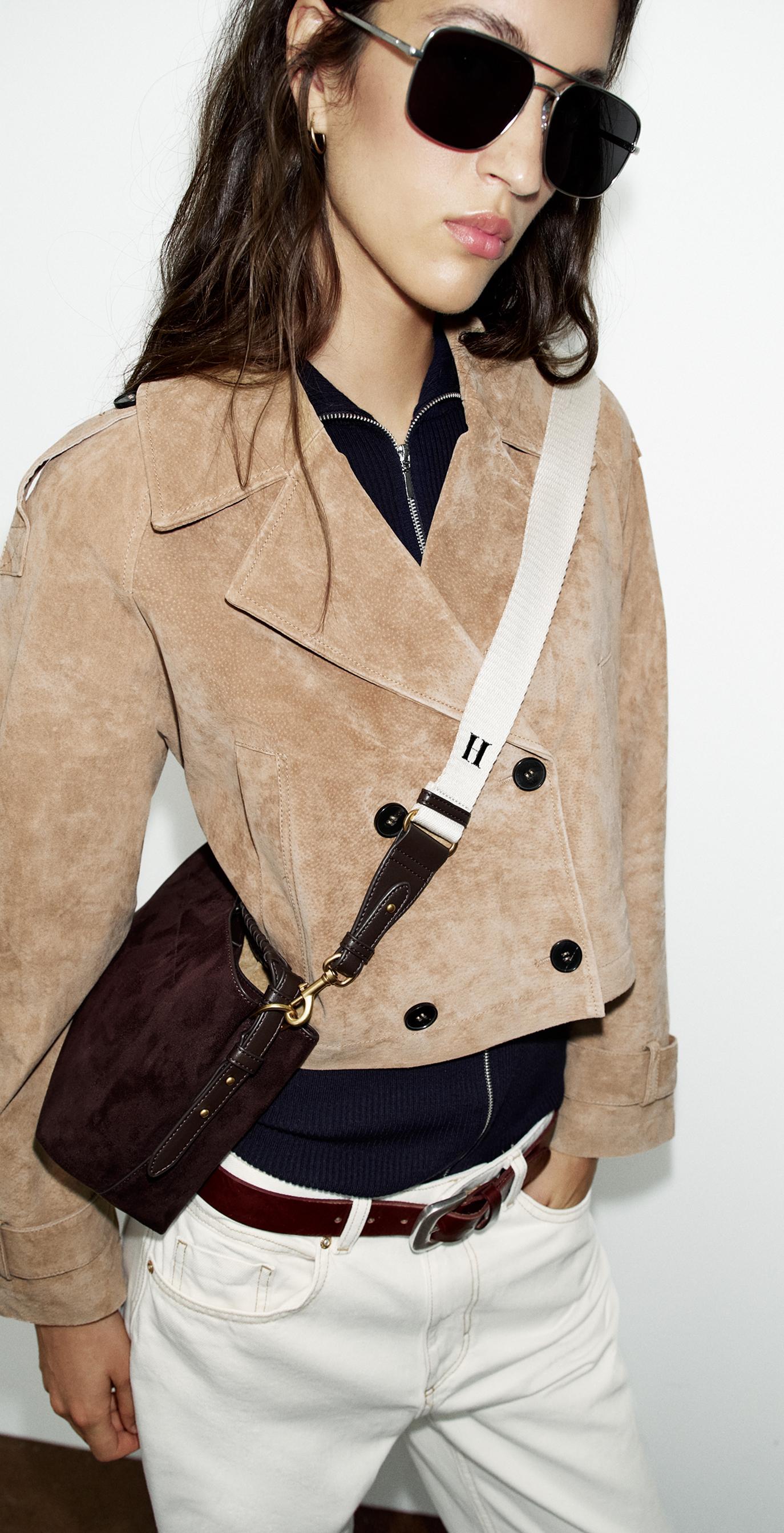MINI BRAIDED BAG — Brown