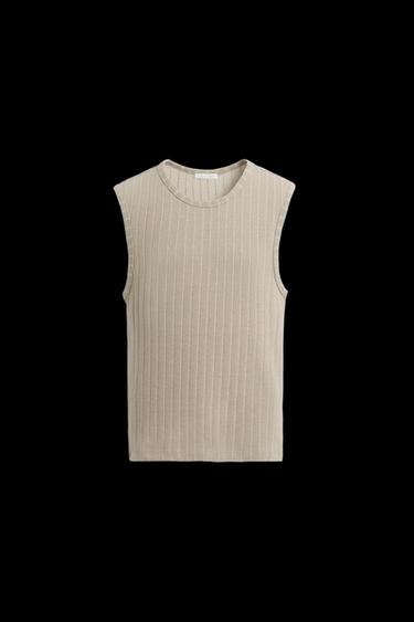RIBBED TANK TOP - Beige by Zara - Image 0