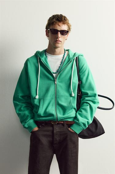 AARON LEVINE X ZARA RELAXED FIT HOODIE - Green marl by Zara