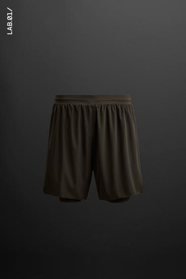 2-IN-1 PERFORATED SHORTS - Dark brown by Zara