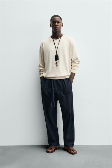 BLUZË HOODIE SOFT CREWNECK - Bezhë me cirka nga Zara