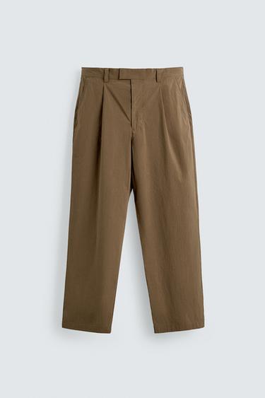 TECHNICAL WIDE-LEG SUIT TROUSERS - Light camel by Zara
