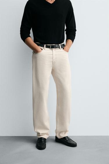 REGULAR STRAIGHT-LEG JEANS - Ecru by Zara