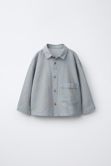 قميص بطبعة مربعات فيشي - أزرق الخاص بـ Zara - صورة 0