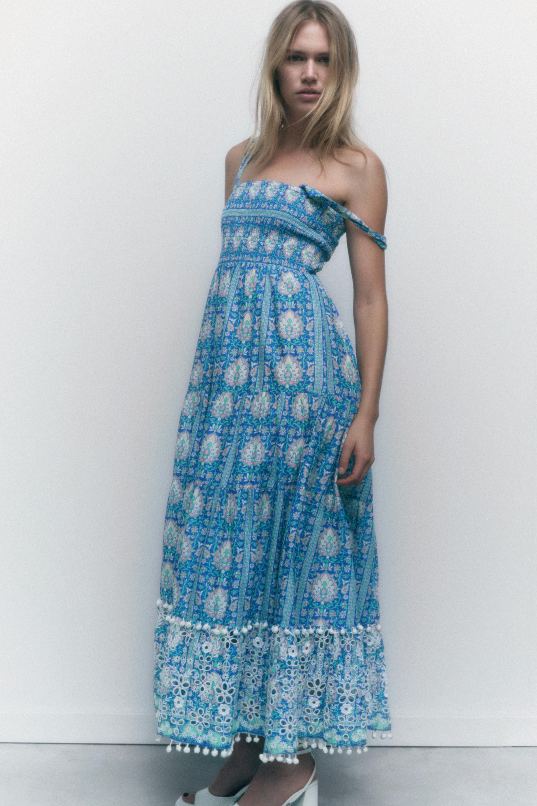 LONG PRINT DRESS - Blue | ZARA United States