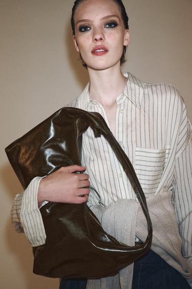 OVAL LEATHER HANDBAG - Green de Zara - Image 2