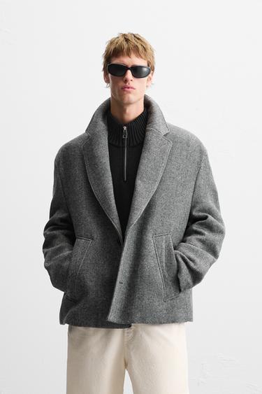 SHORT TEXTURED COAT - Grey by Zara