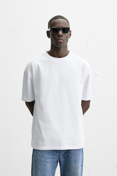 Zaras BAS-T-SHIRT HEAVY WEIGHT - Vit