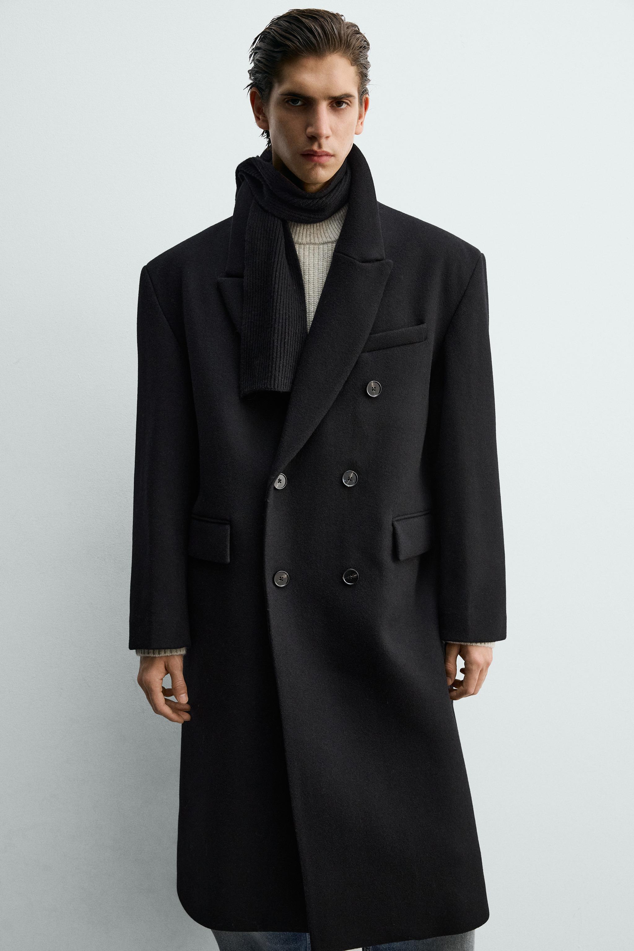 OVERSIZED DOUBLE BREASTED WOOL BLEND COAT