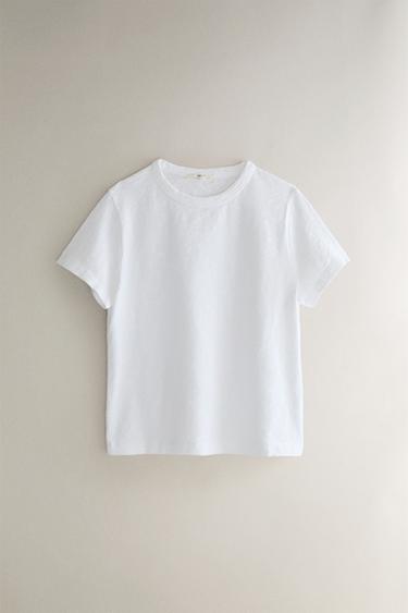 SHORT-SLEEVE COTTON T-SHIRT - White by Zara - Image 0